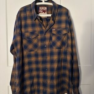 DIXXON Men's Navy and Tan Checkered Shirt